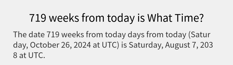 What date is 719 weeks from today?