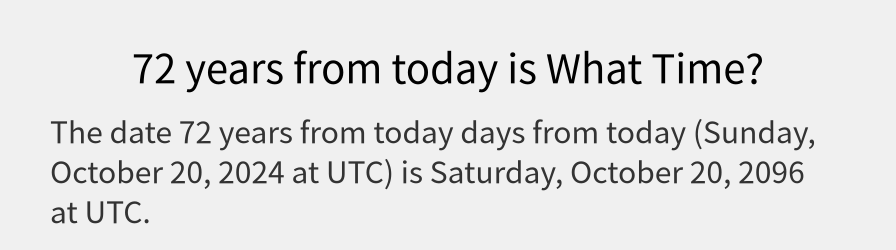 What date is 72 years from today?