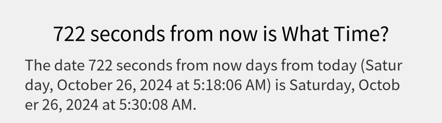 What date is 722 seconds from now?