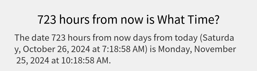 What date is 723 hours from now?