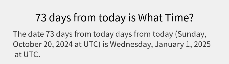 What date is 73 days from today?