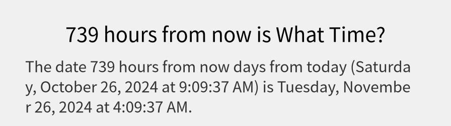 What date is 739 hours from now?