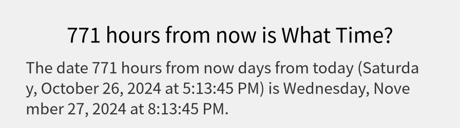 What date is 771 hours from now?