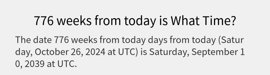 What date is 776 weeks from today?