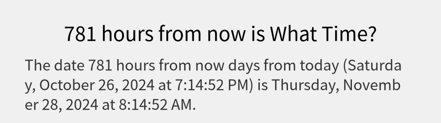 What date is 781 hours from now?