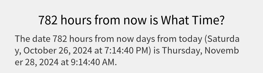 What date is 782 hours from now?