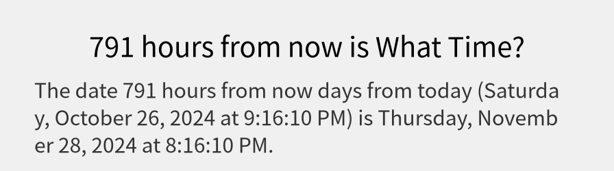 What date is 791 hours from now?