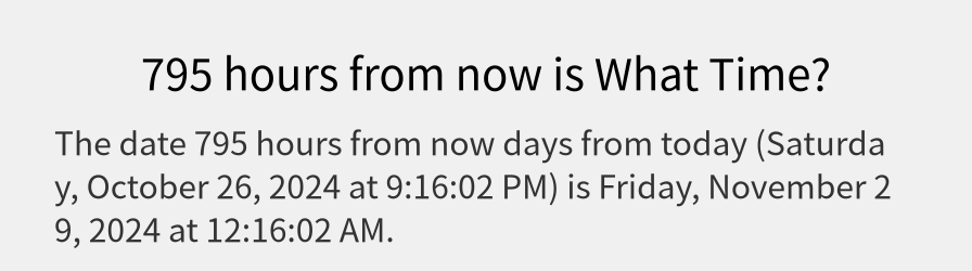 What date is 795 hours from now?