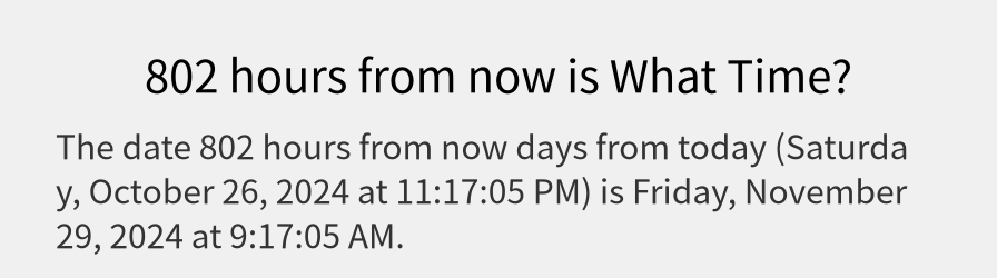 What date is 802 hours from now?