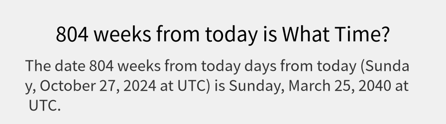 What date is 804 weeks from today?