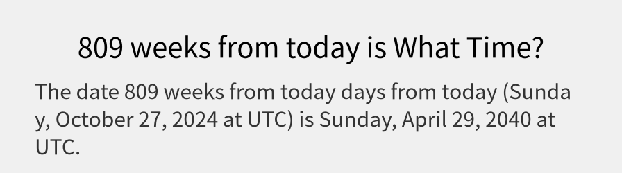 What date is 809 weeks from today?