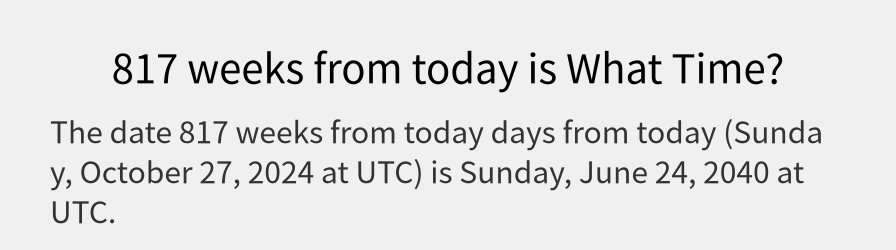 What date is 817 weeks from today?