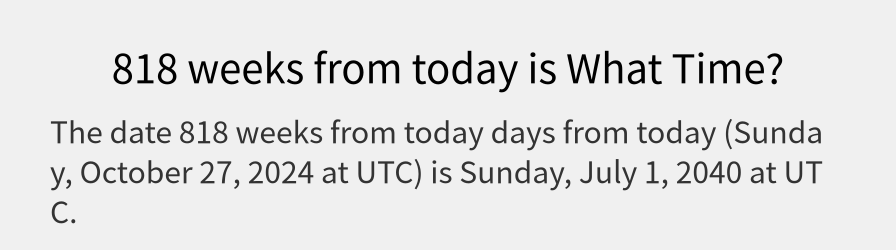 What date is 818 weeks from today?