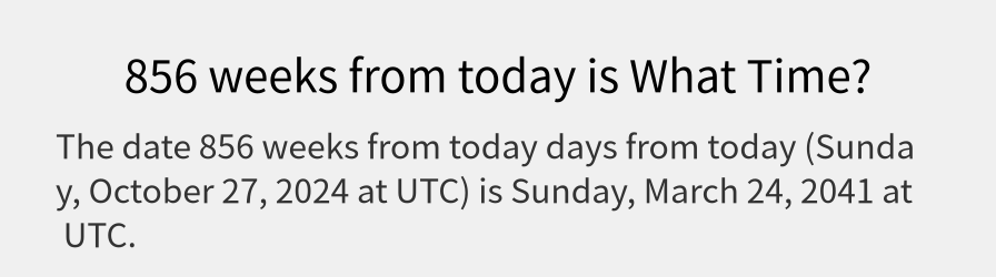 What date is 856 weeks from today?