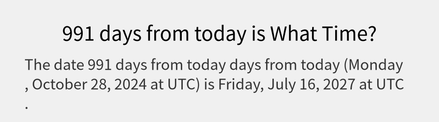 What date is 991 days from today?