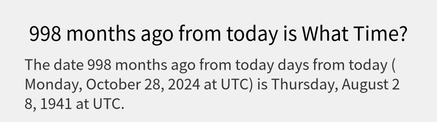 What date is 998 months ago from today?