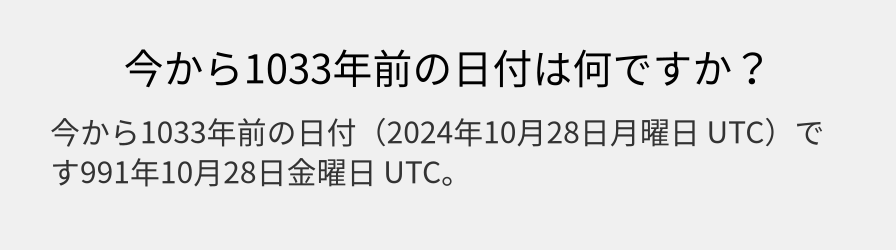 今から1033年前の日付は何ですか？