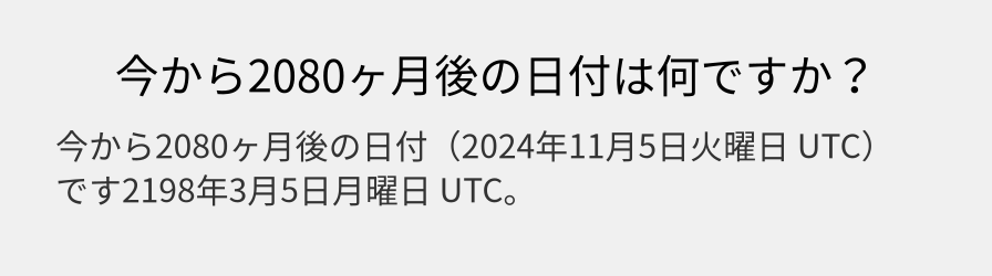 今から2080ヶ月後の日付は何ですか？