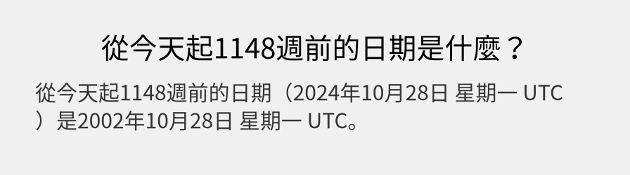 從今天起1148週前的日期是什麼？