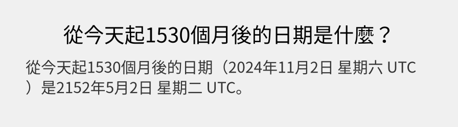 從今天起1530個月後的日期是什麼？