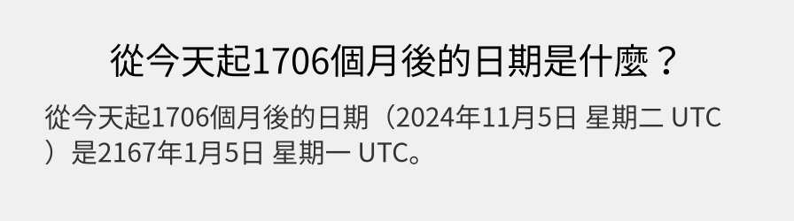 從今天起1706個月後的日期是什麼？