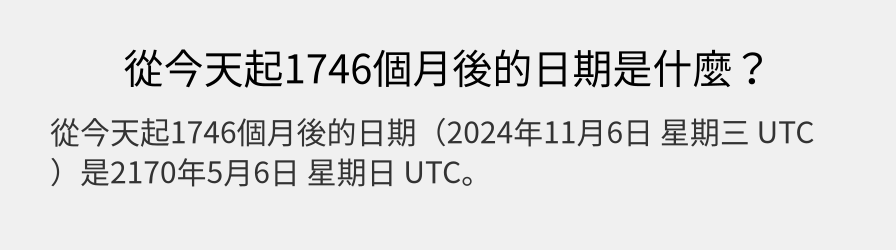 從今天起1746個月後的日期是什麼？