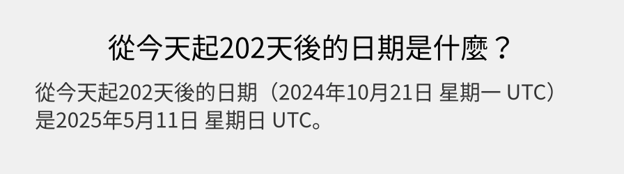 從今天起202天後的日期是什麼？