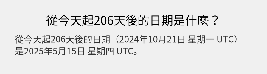 從今天起206天後的日期是什麼？